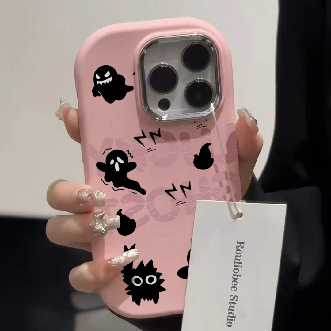 卡通涂鸦幽灵适用苹果15手机壳iphone13/14promax防摔12/11可爱软
