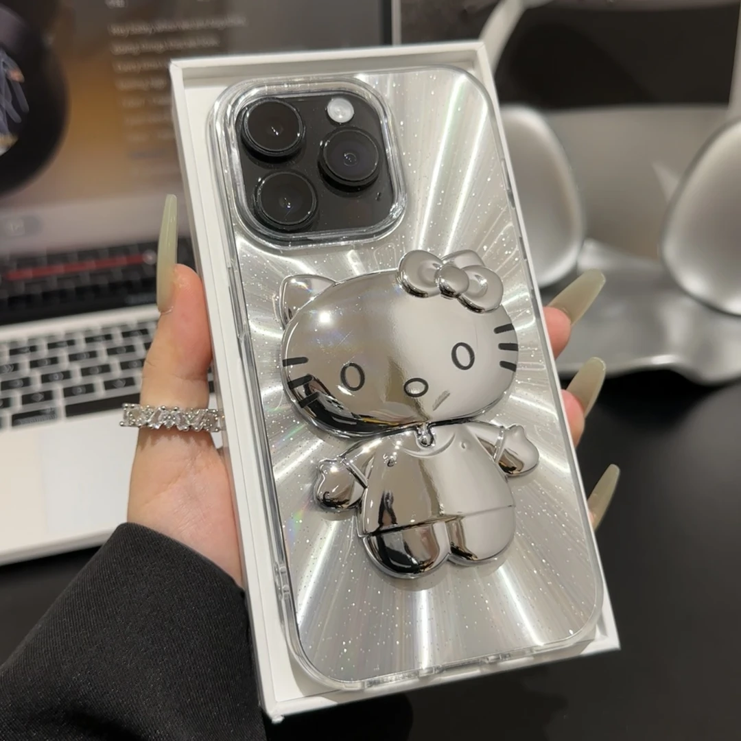 旋转电镀KT镜子支架适用iPhone14Promax苹果15手机壳13/12/11女套