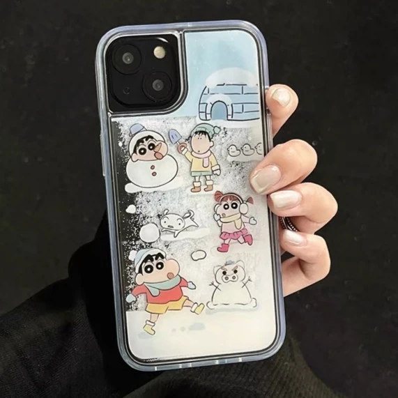 小新雪花流沙壳iPhone14/15promax苹果13手机壳12/11可动软套情侣