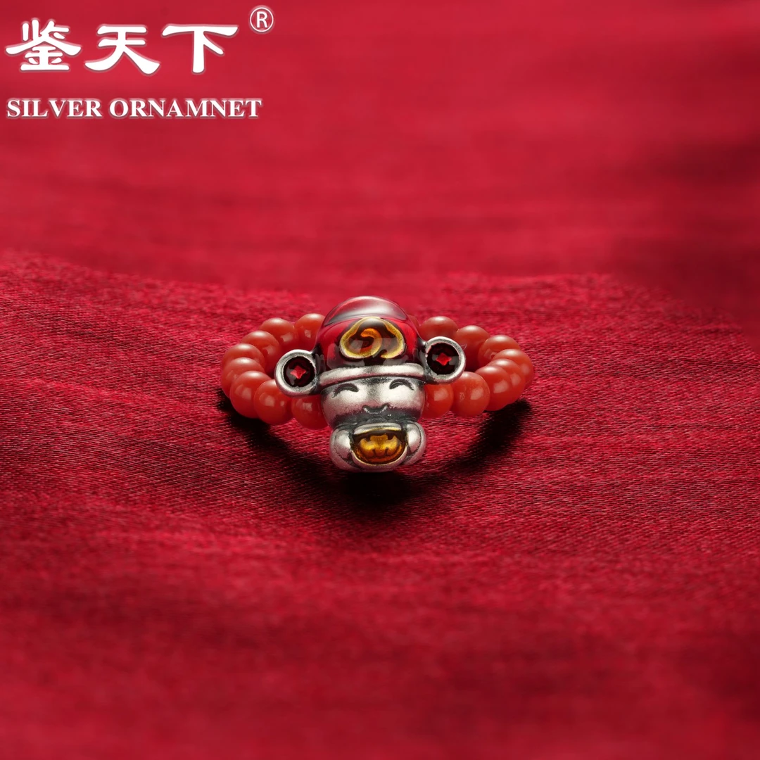 925银珐琅戒指  [鉴天下]小财神小珠编织款戒指08100166