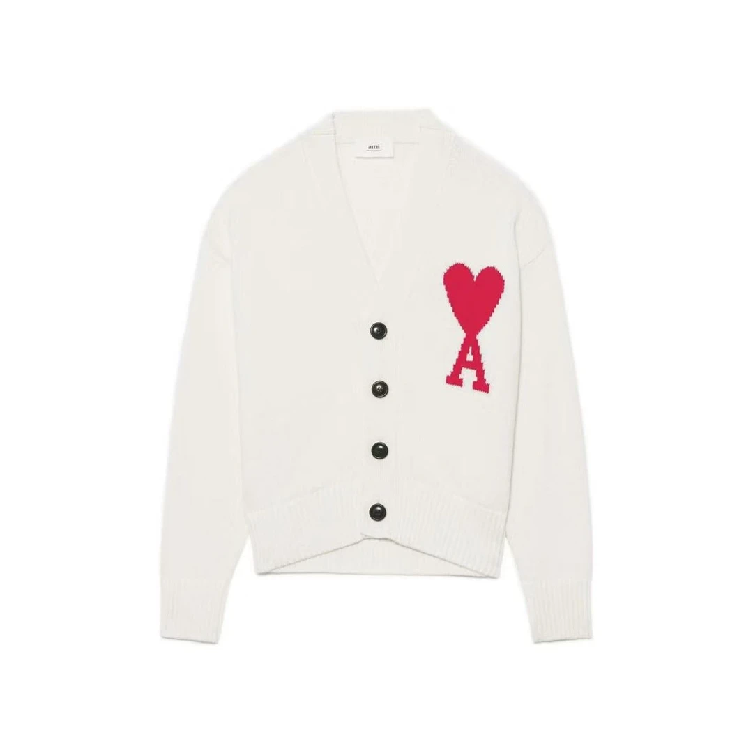 AMIPARIS 大爱心LOGO宽松落肩V领开衫 男女同款RN