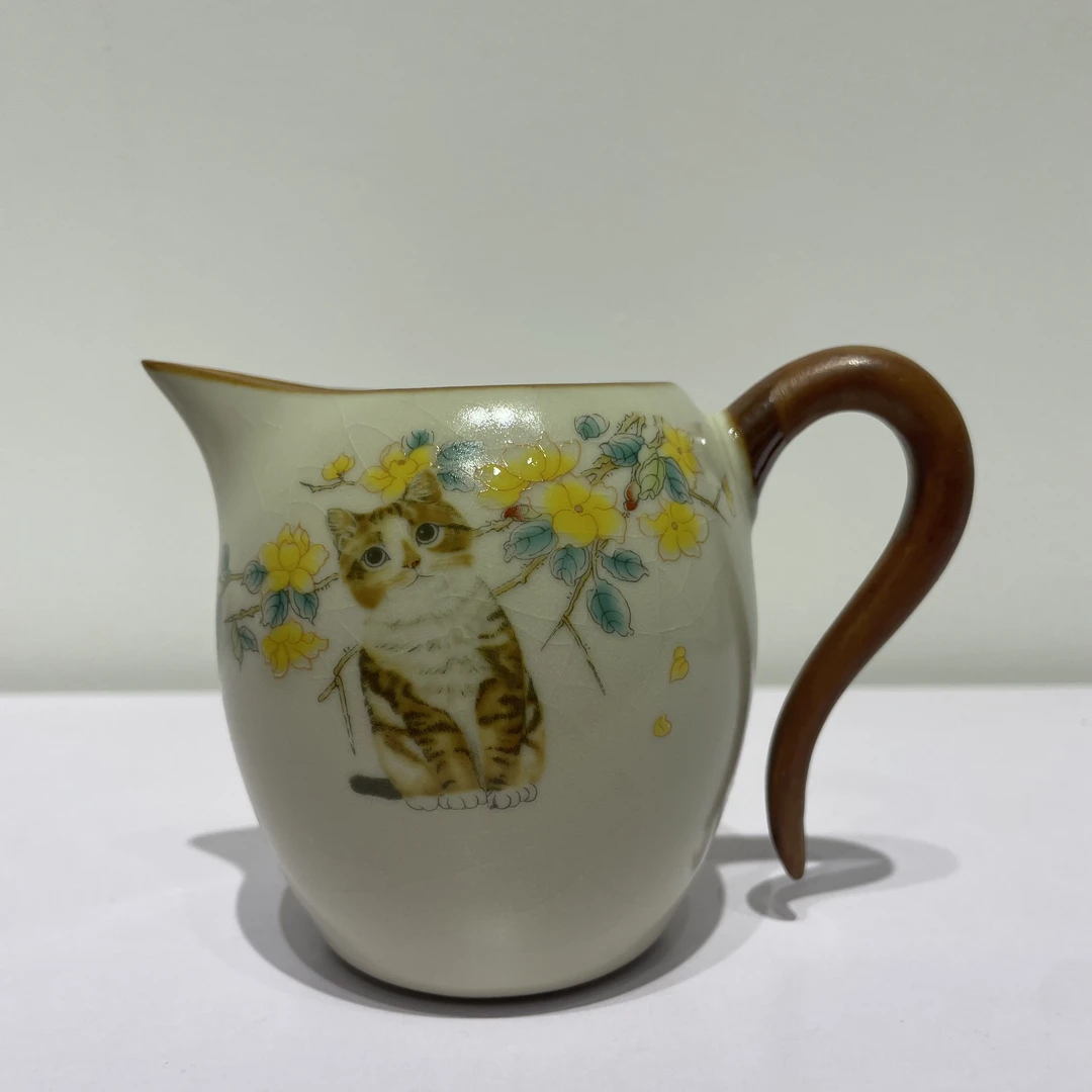 黄汝窑猫咪公道杯