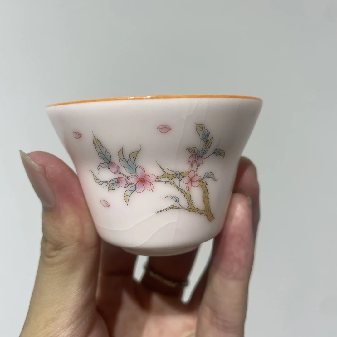 粉汝春日桃花茶杯