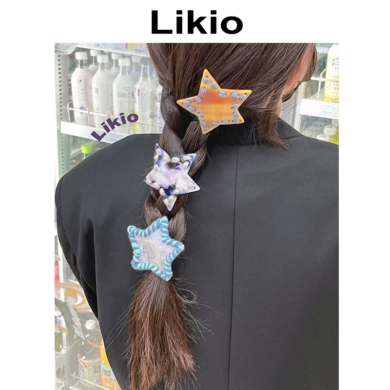 Likio 原创设计星星边夹撞色毛线
