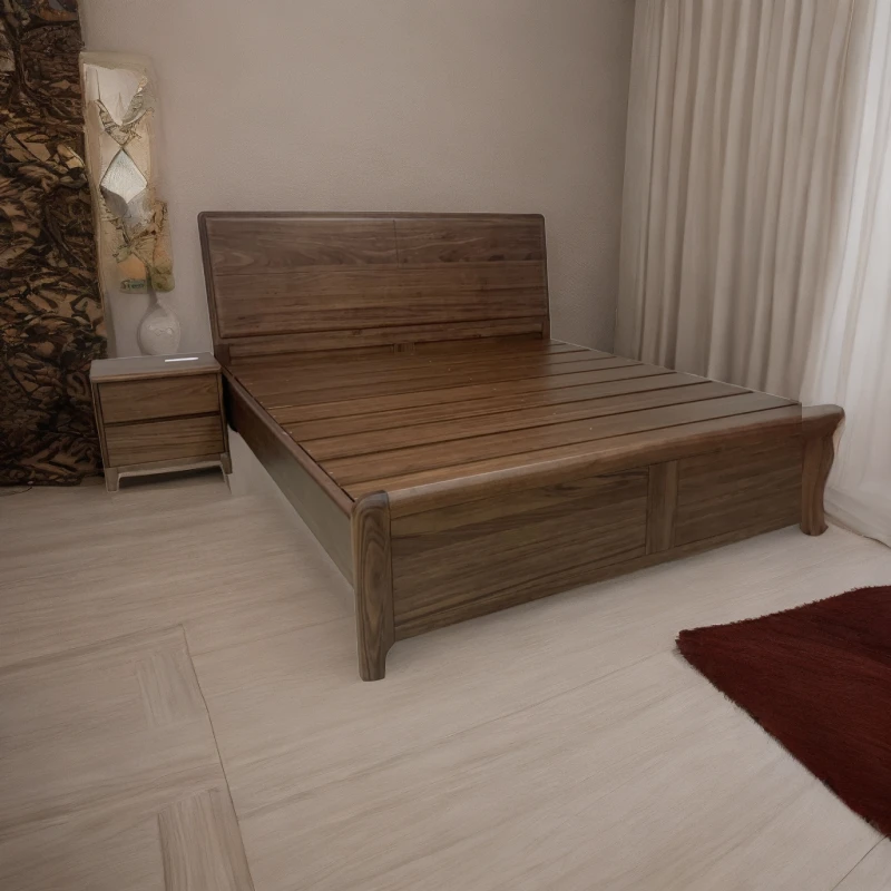 现代简约乌金木主卧实木大床-轻奢1.8米1.5米实木大床-14