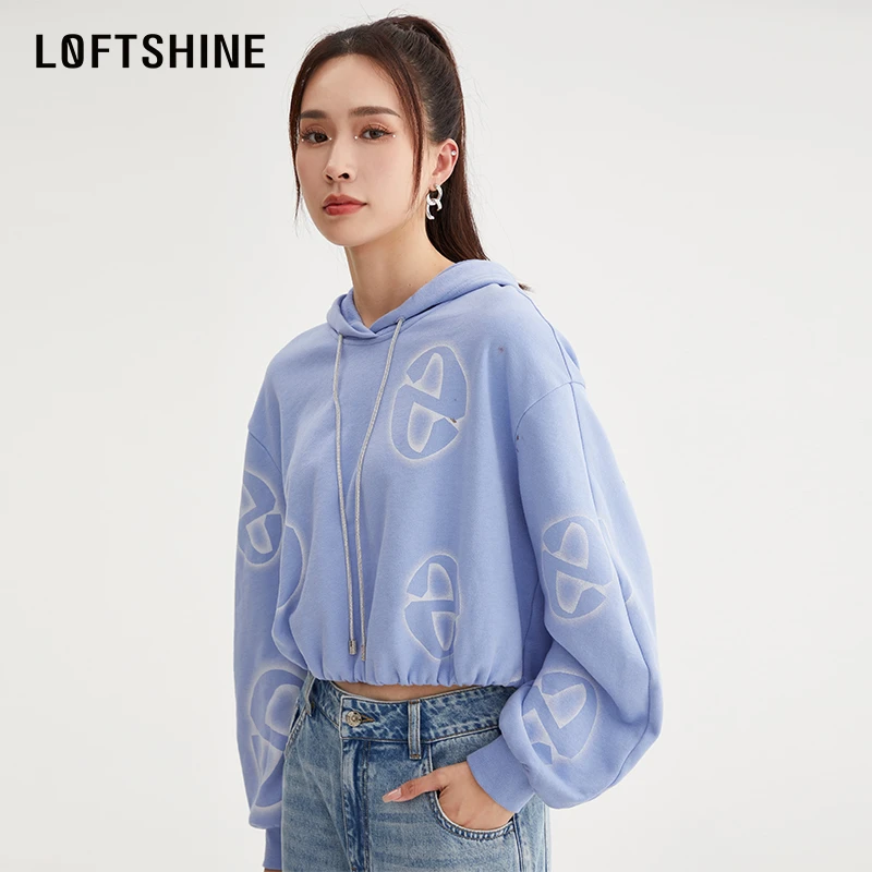 【黄蓉推荐】LOFTSHINE珞炫卫衣美式连帽套头小个子上衣33109151