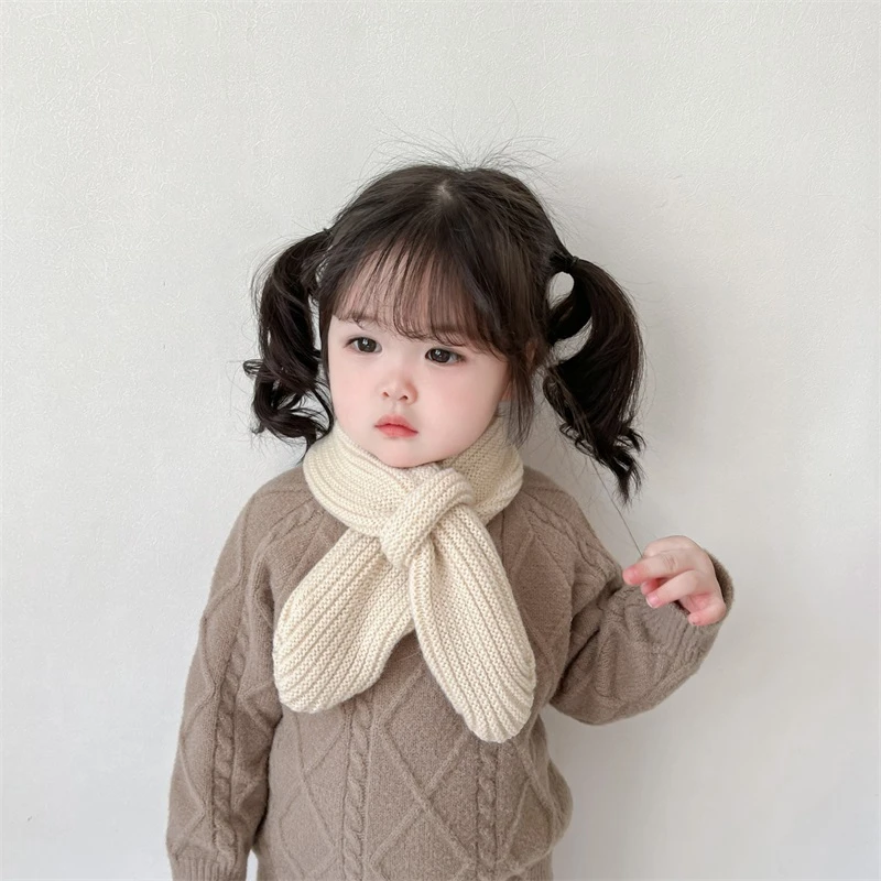 0-1-2岁婴儿围巾秋冬季幼儿保暖脖套ins男女宝宝围脖纯色毛线儿童