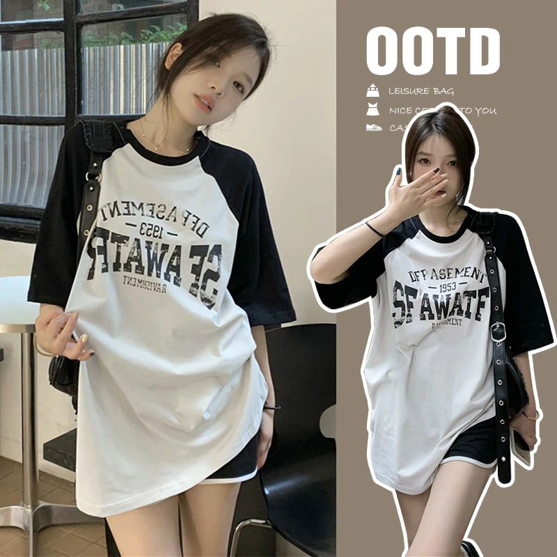 孕妇上衣夏季薄款外穿夏款短袖T恤宽松休闲体恤中长款时尚韩版潮