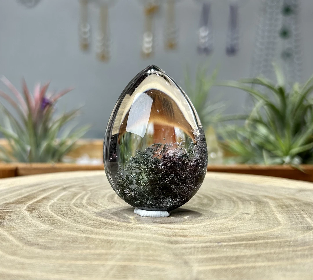 天然巴西绿幽灵水晶水滴吊坠挂件