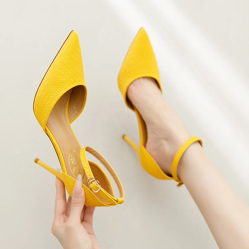 【清仓】头层羊皮LS6969-F25真皮高跟鞋2024年新款尖头细跟时尚