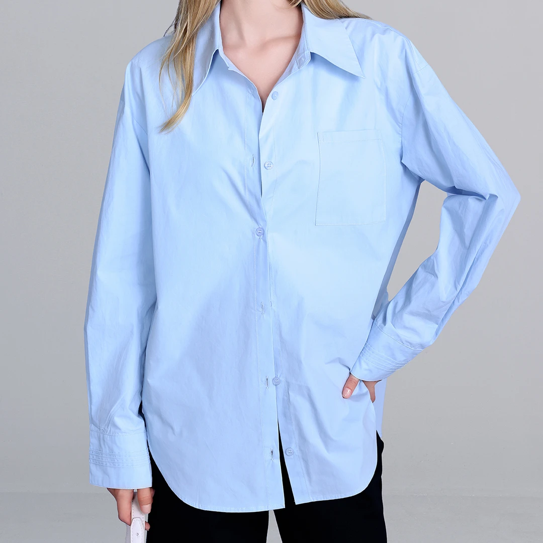 纯棉衬衫女春季宽松白色衬衣韩版大码休闲时尚气质翻领女士上衣