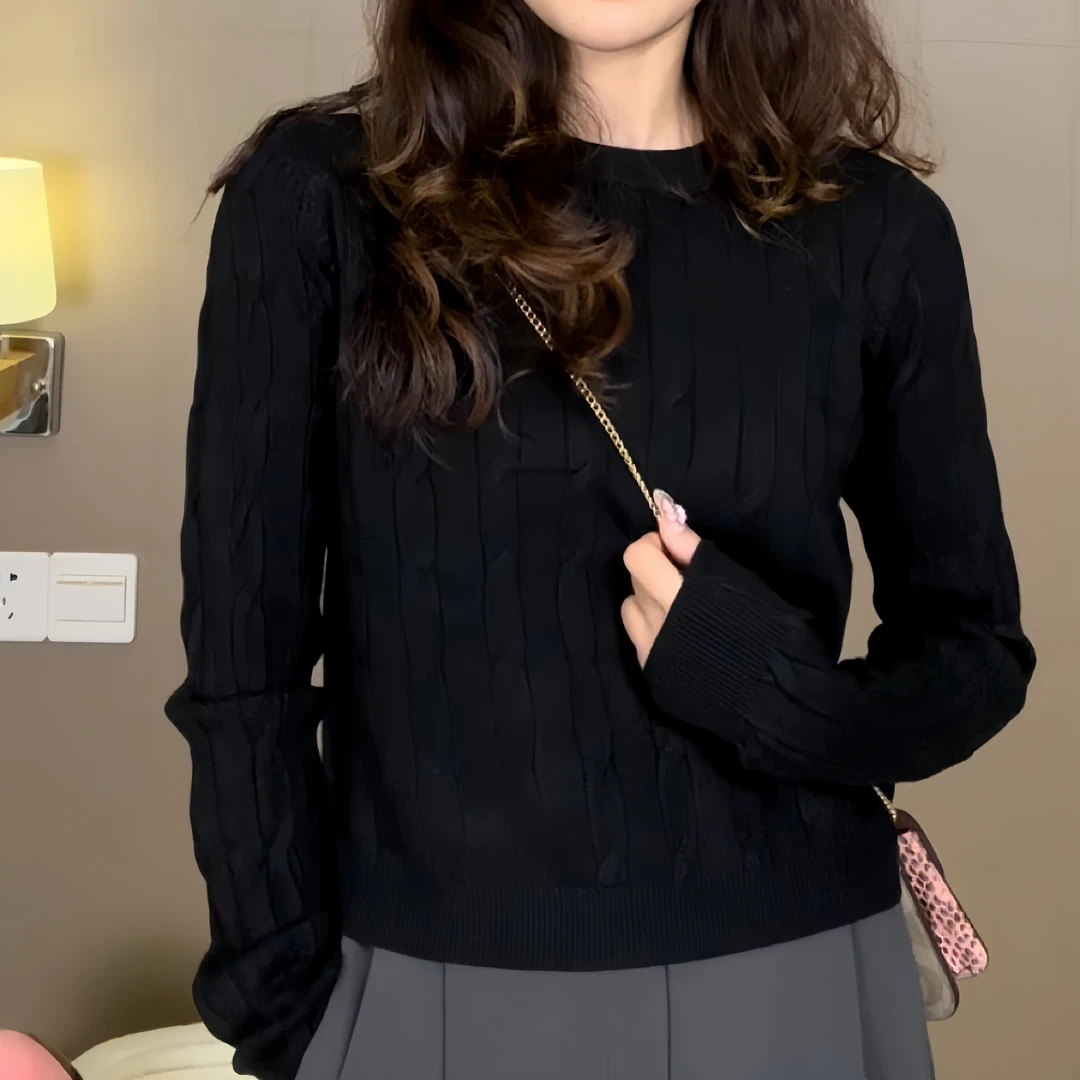 【冰冰严选】加厚宽松圆领毛衣女秋冬2023新款慵懒风针织内搭时尚