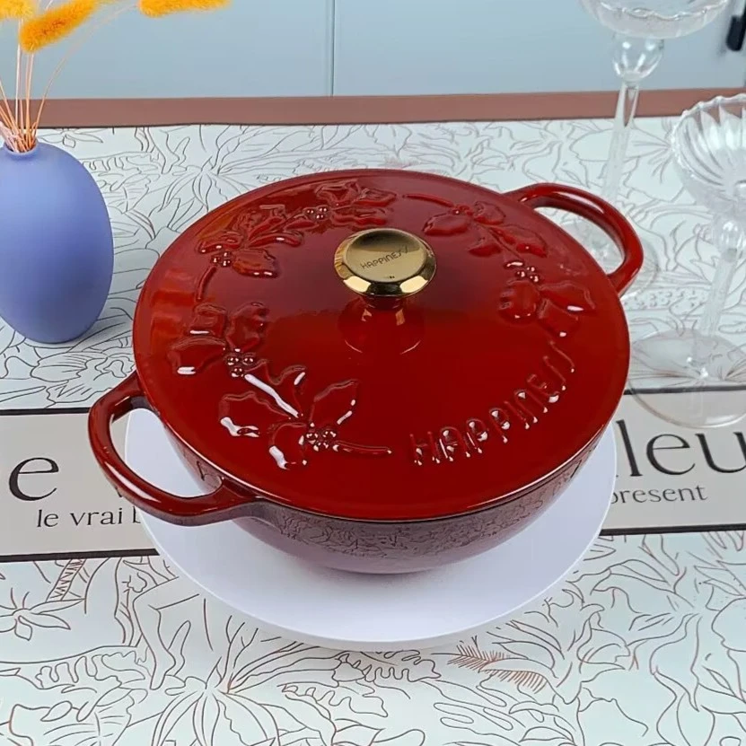 【正品】小幸福23cm珐琅妈咪锅炖肉煲汤炒菜多功能锅 燃气灶通用