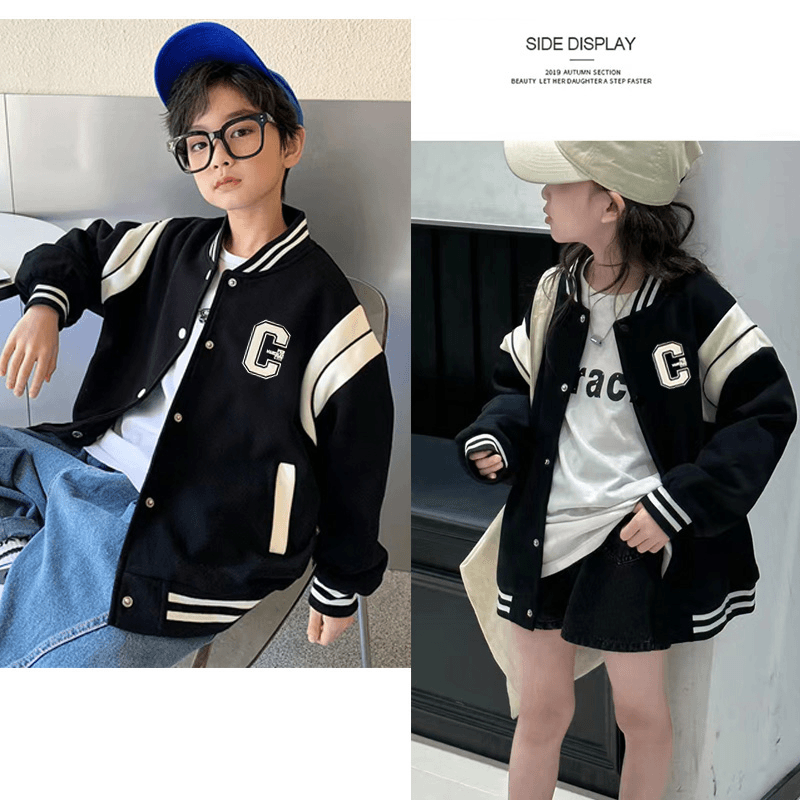 2024春季新款男女童棒球服外套宽松时尚中大童学生夹克衫外套上衣