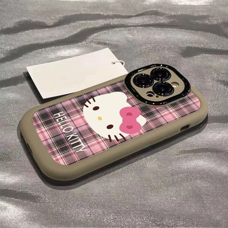 泡芙格纹凯蒂苹果15promax手机壳iPhone14Pro软13 12 11全包xsmax