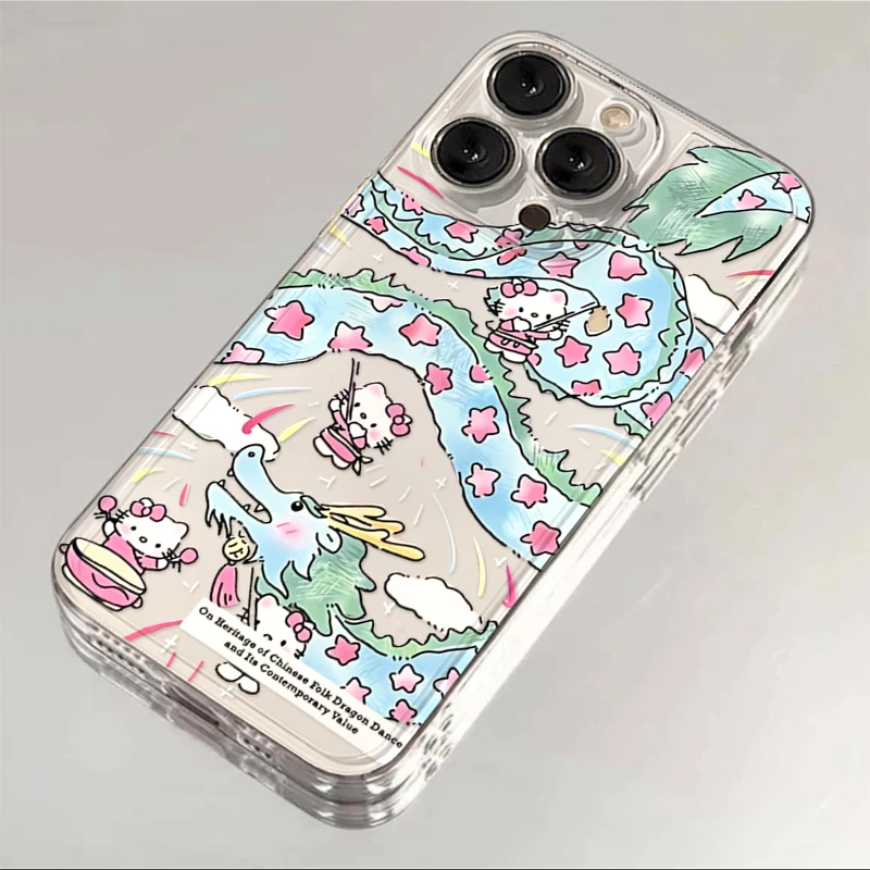 舞龙凯蒂猫iPhone15ProMax手机壳苹果14PRO透明13新年12 11全包