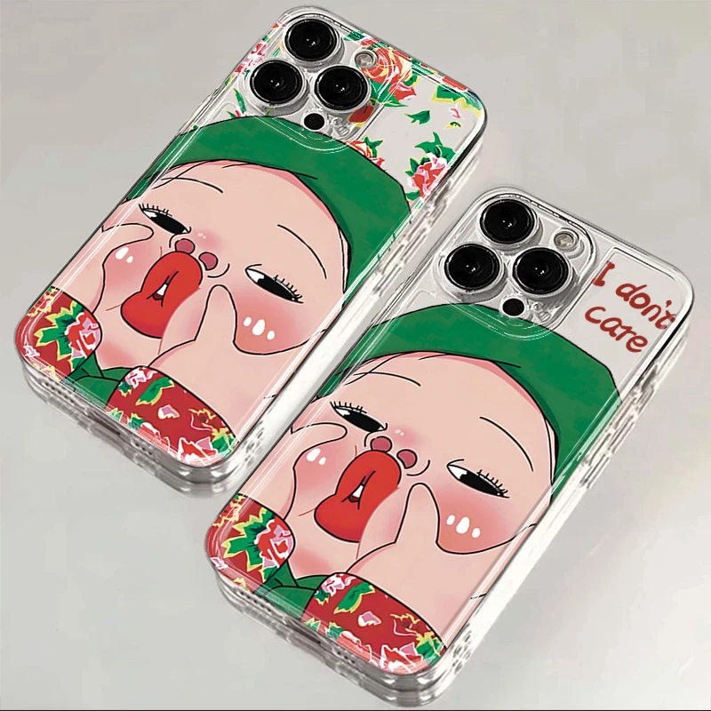 嘟嘴土酷女孩iPhone15ProMax手机壳苹果14PRO透明13新年12 11全包