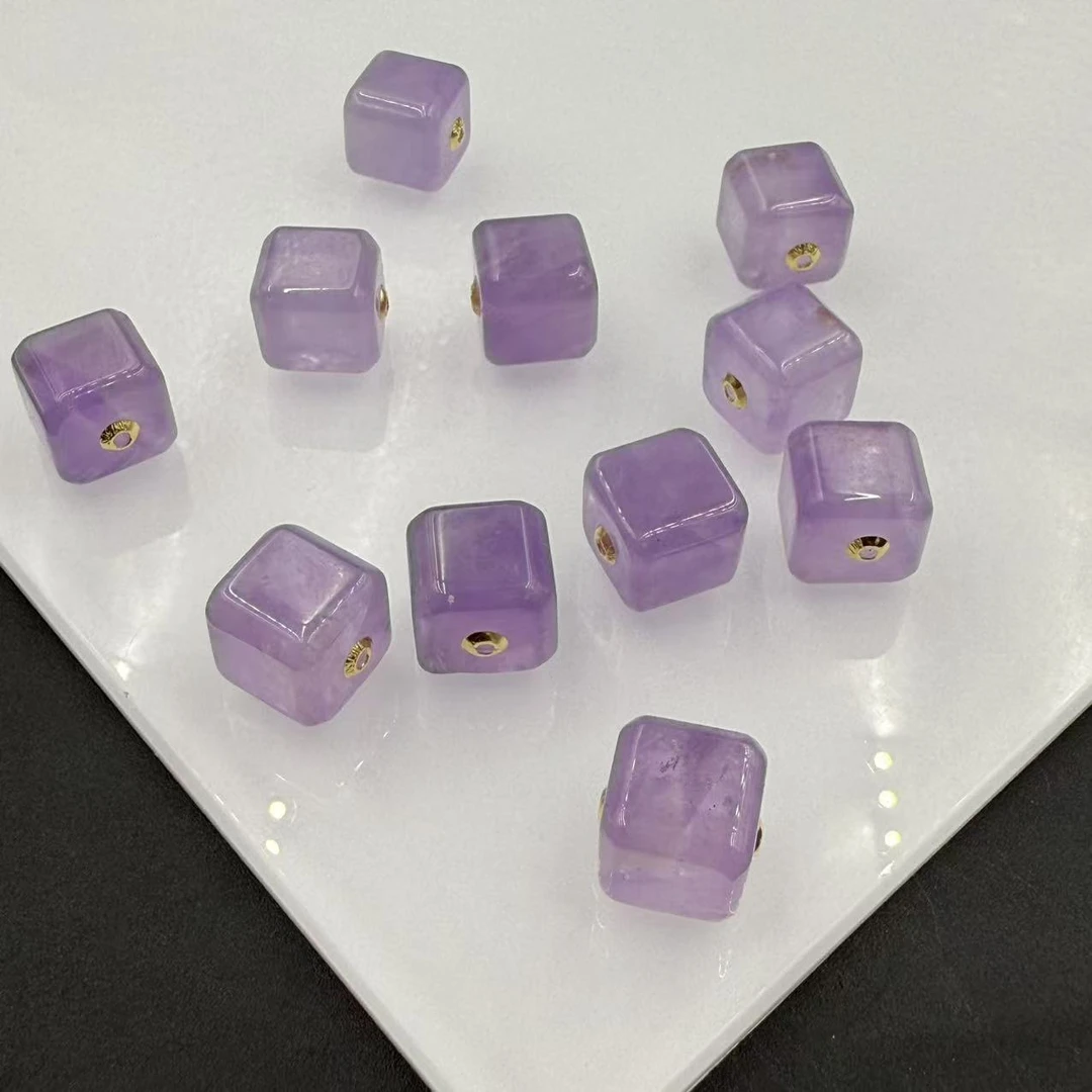 「戴琴珠宝」FR5618-熏紫七方形18K金镶嵌9mm左右配饰（多样发其一）