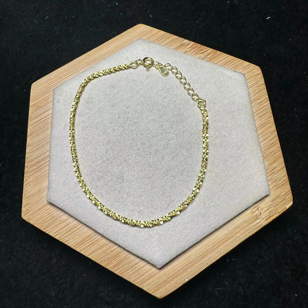 925银手链 「戴琴珠宝」Y133-S925银金色银手链3138