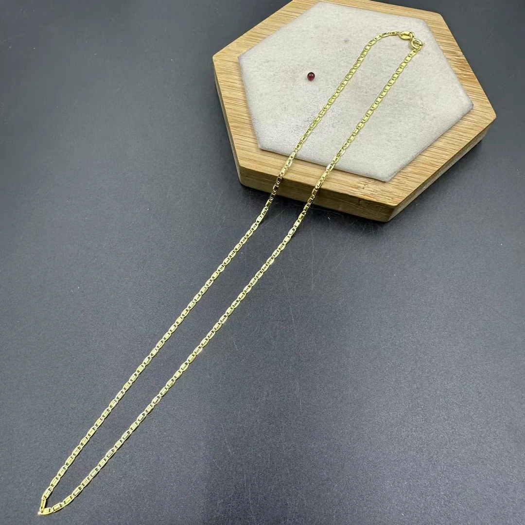 链子925银 「戴琴珠宝」FR283-银镶金色项链18寸3189