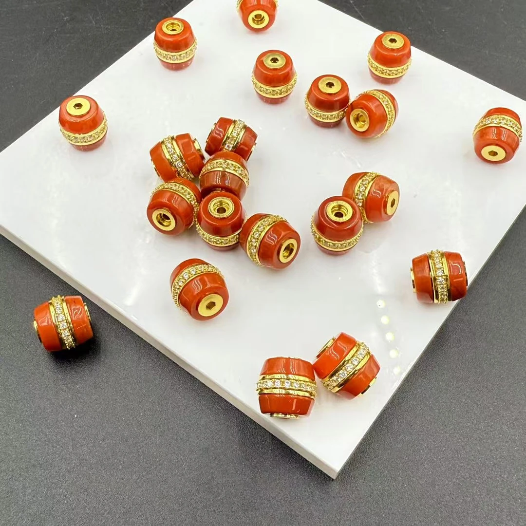 「戴琴珠宝」FR5296-南红8mm左右银镶配件（多样性发其一）