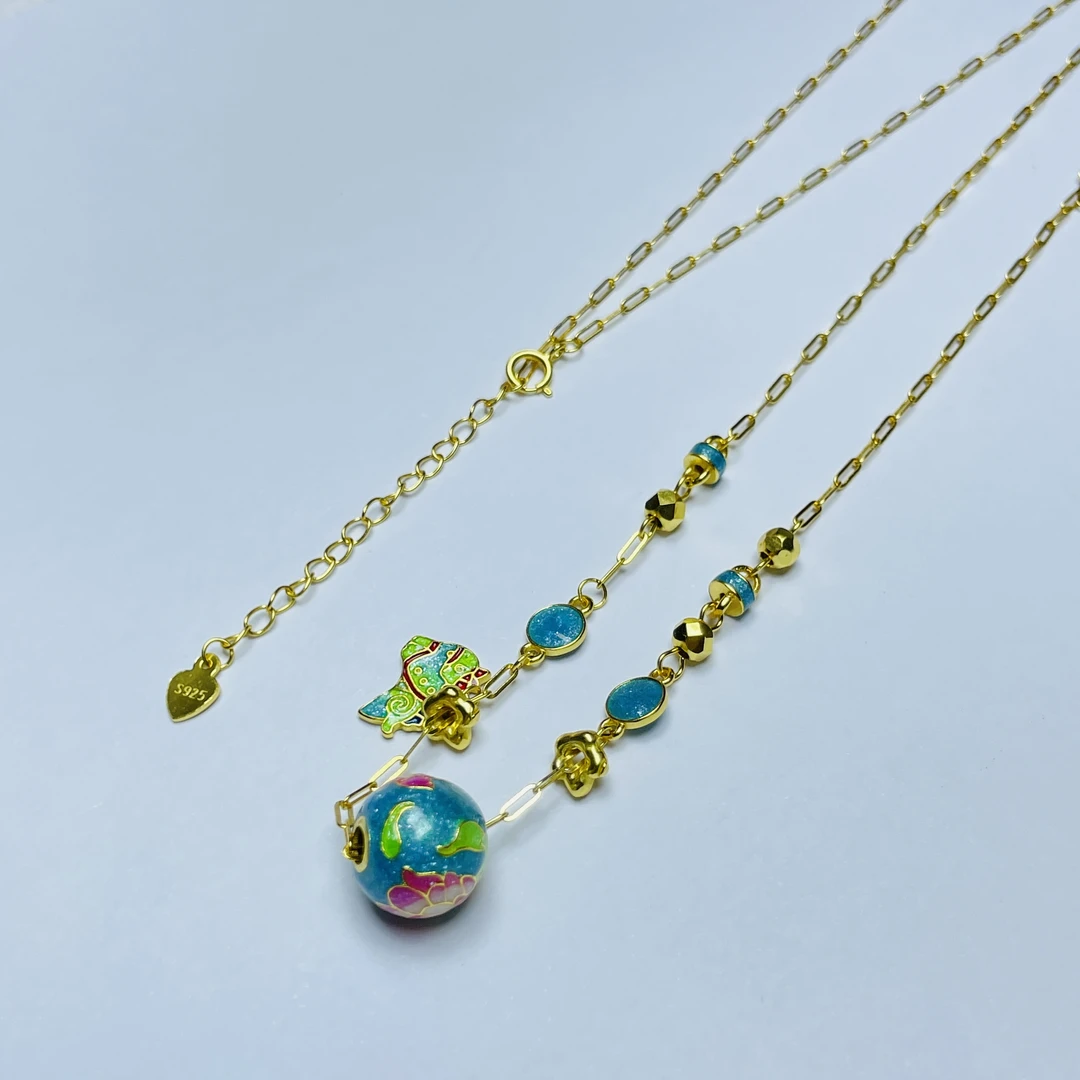 链子925银珐琅 「戴琴珠宝」FR5121-银珐琅彩项链