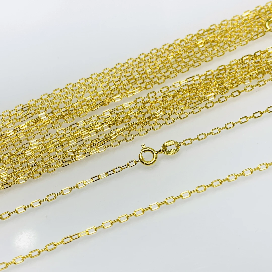 链子925银 「戴琴珠宝」FR4021-银18寸金色几何链-YJ-002039