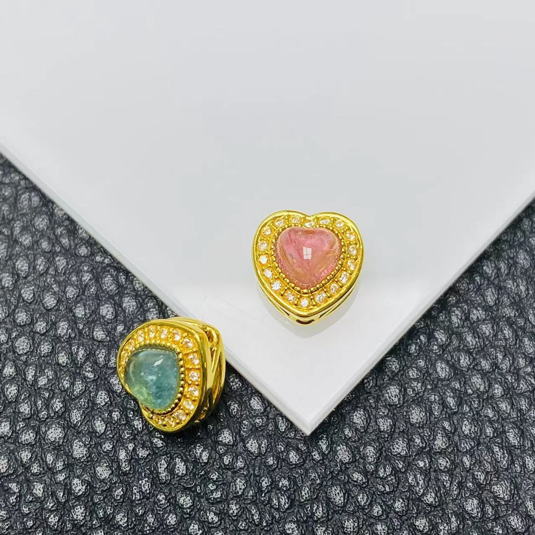 「戴琴珠宝」YZ3170-18K金碧玺爱心配件颜色自选-YF多样性发其一