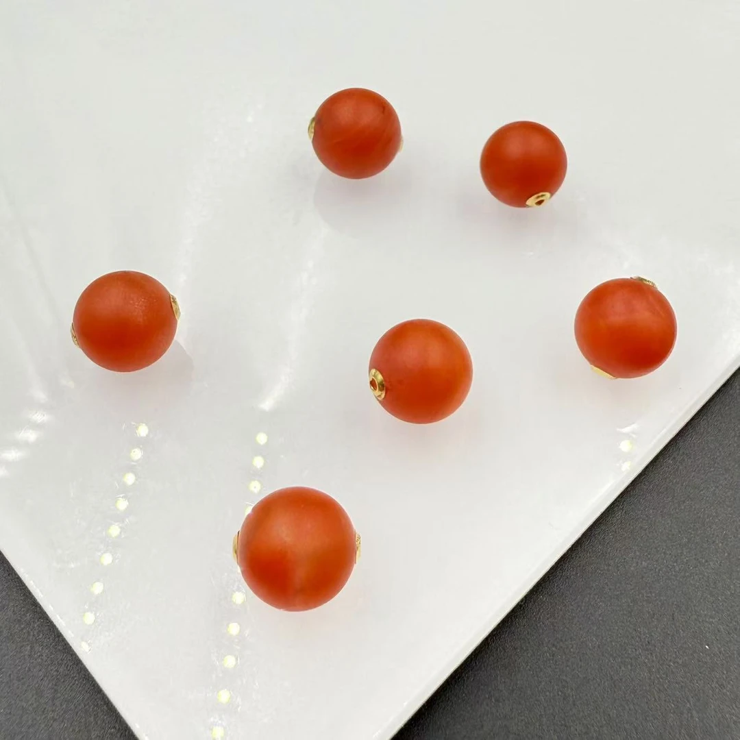 「戴琴珠宝」FR5560-南红11mm左右18K金镶嵌单珠（多样性发其一）