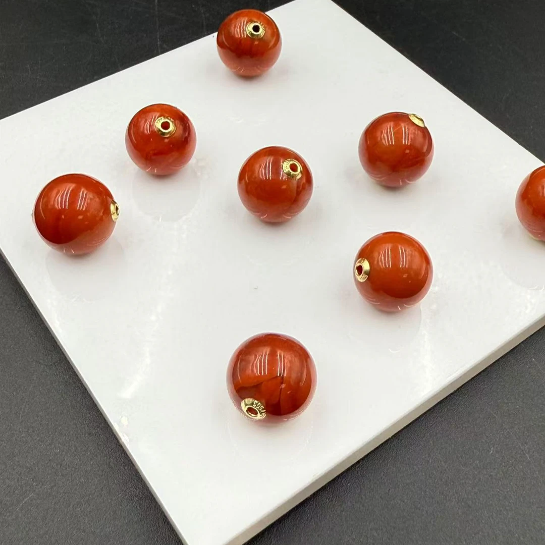 FR5563-18k金南红玛瑙10mm左右单珠配件（多样性发其一）