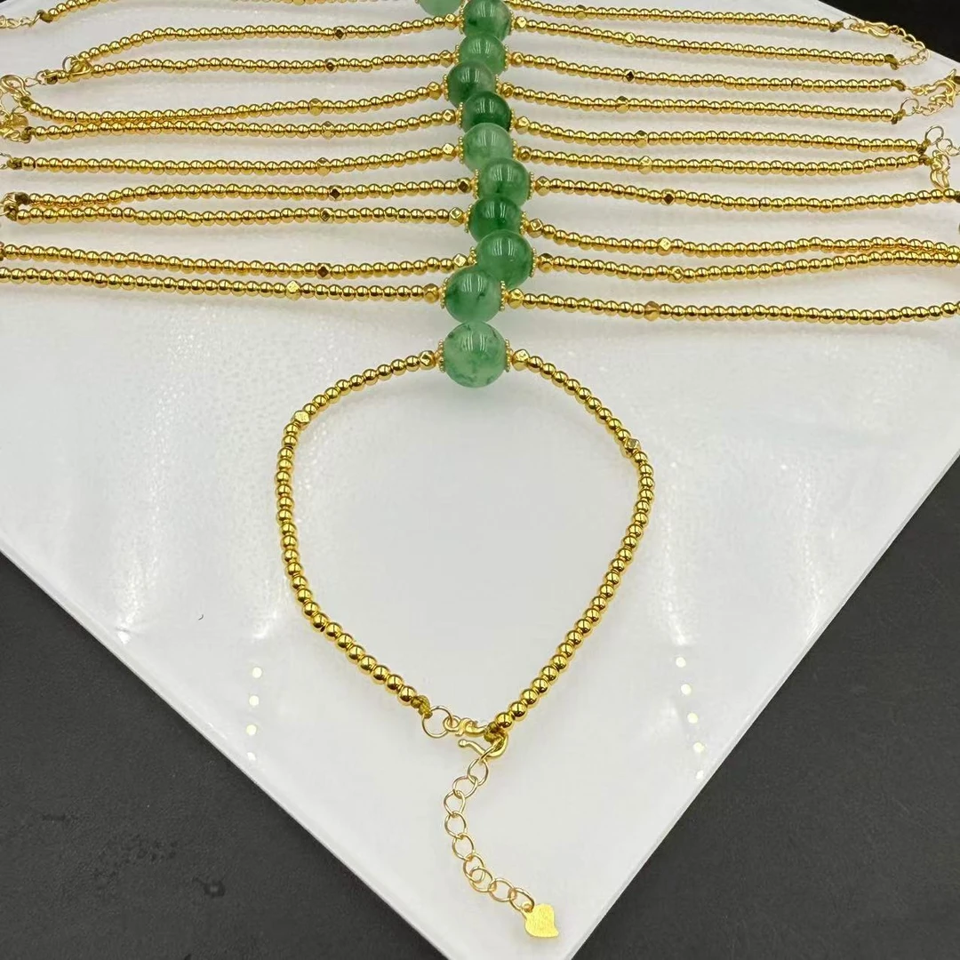 「戴琴珠宝」FR5628-独龙玉9mm左右银镶手链（多样性发其一）