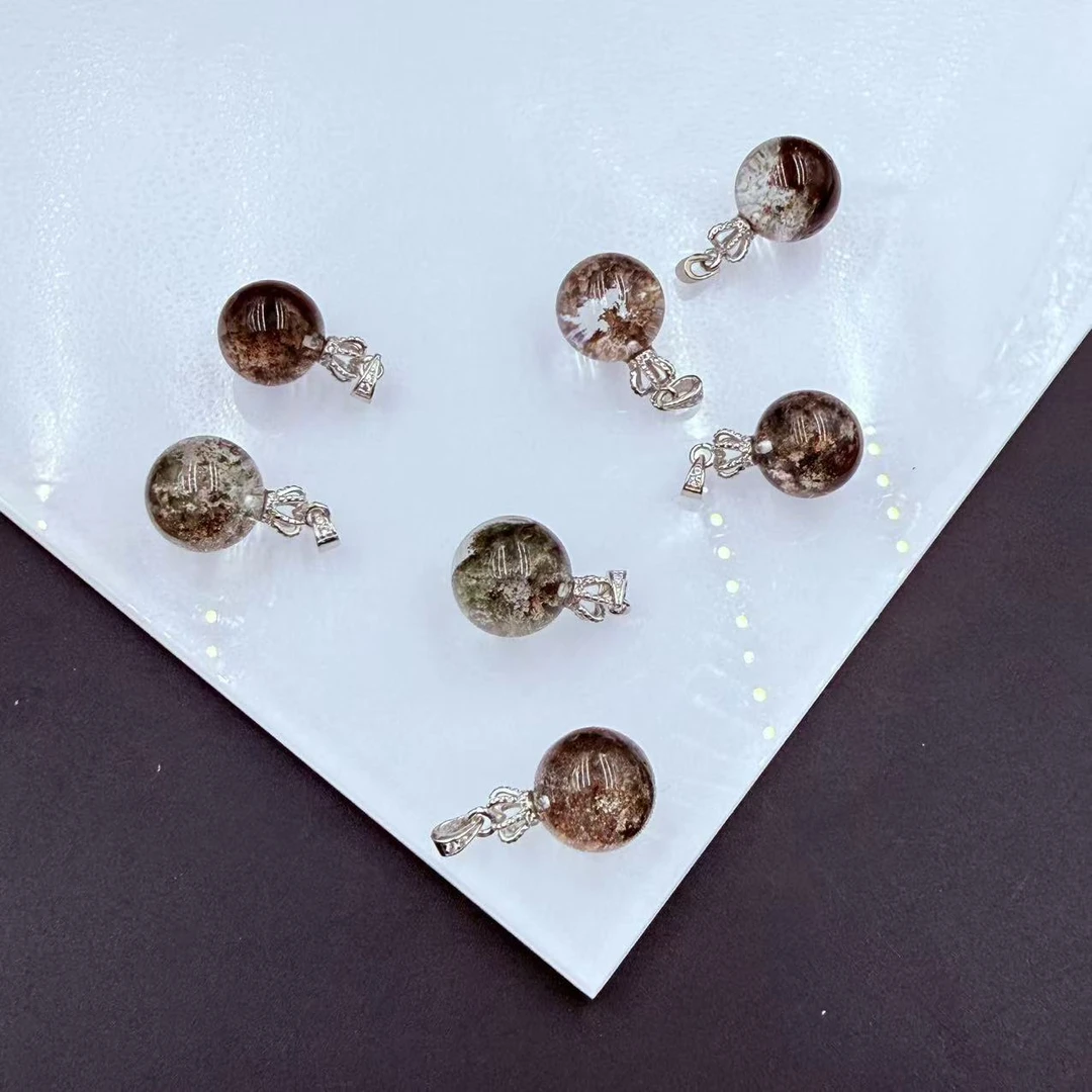 「戴琴珠宝」FR5521-13mm左右幽灵水晶银镶吊坠（多样性发其一）