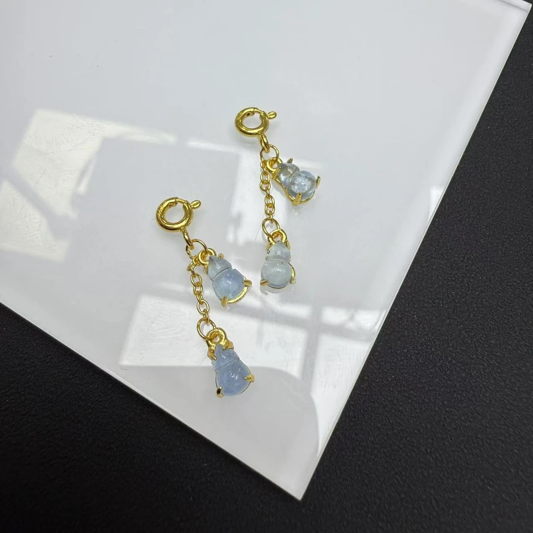 「戴琴珠宝」FR5232-海蓝宝银镶葫芦提溜配件（多样性发其一）