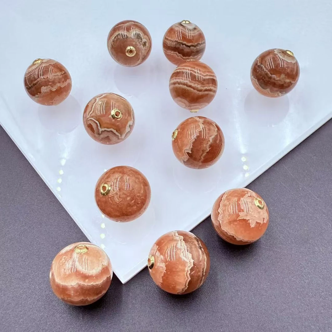 「戴琴珠宝」FR5595-13mm左右18k金红纹石单珠（多样性发其一）