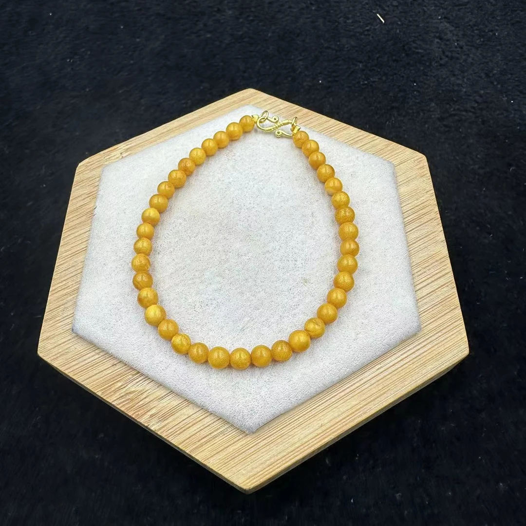 「戴琴珠宝」FG6569-蜜蜡4m左右银镶手链（多样性发货）