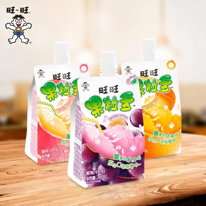 旺旺果粒多300mlx5包葡萄味蜜桃味香橙味饮料椰果饮料