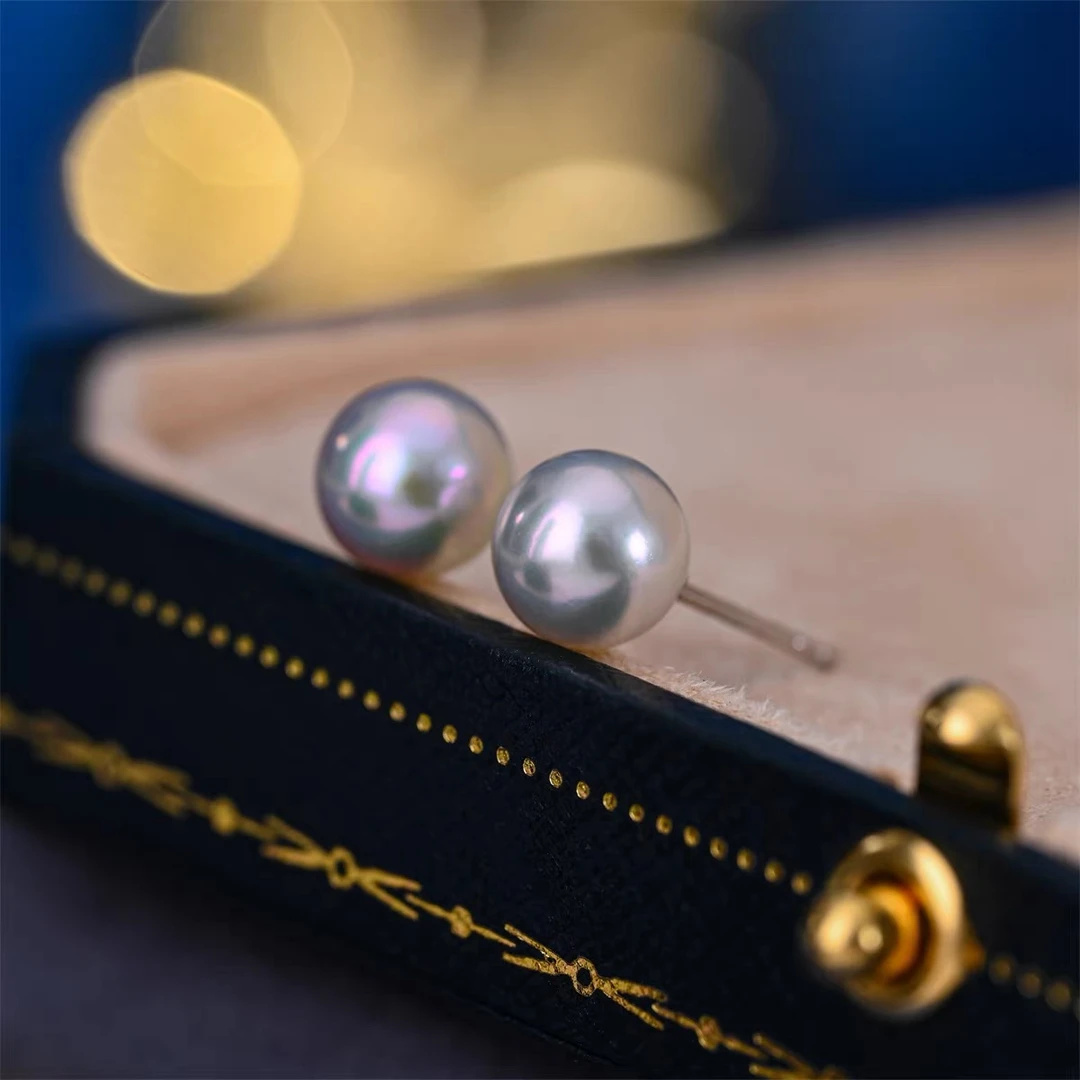 海水真多麻耳钉时尚气质简约百搭（9-10mm）