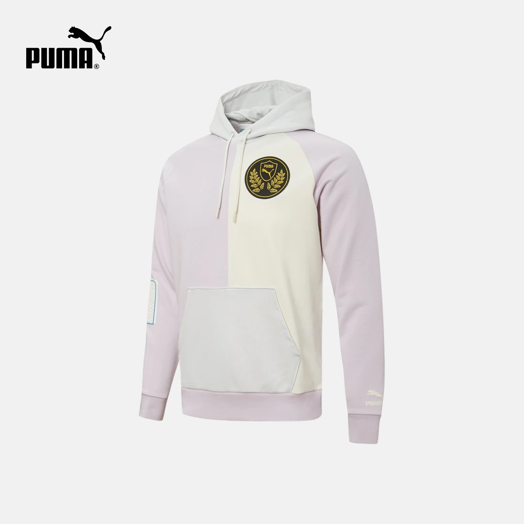 PUMA彪马官方男女情侣款刺绣徽标撞色带帽连帽卫衣MIXBADGE537005