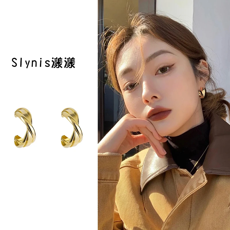 铜合金耳饰 时尚扭曲设计感气质简约轻奢小众高级感圈圈百搭#44
