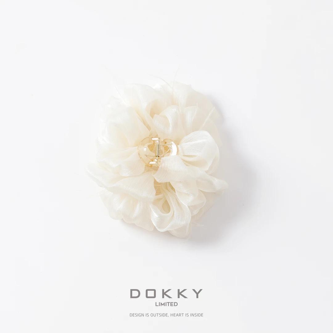 【白月光发夹】DOKKY微光细闪欧根纱.氛围感羽毛法式仙气鲨鱼夹