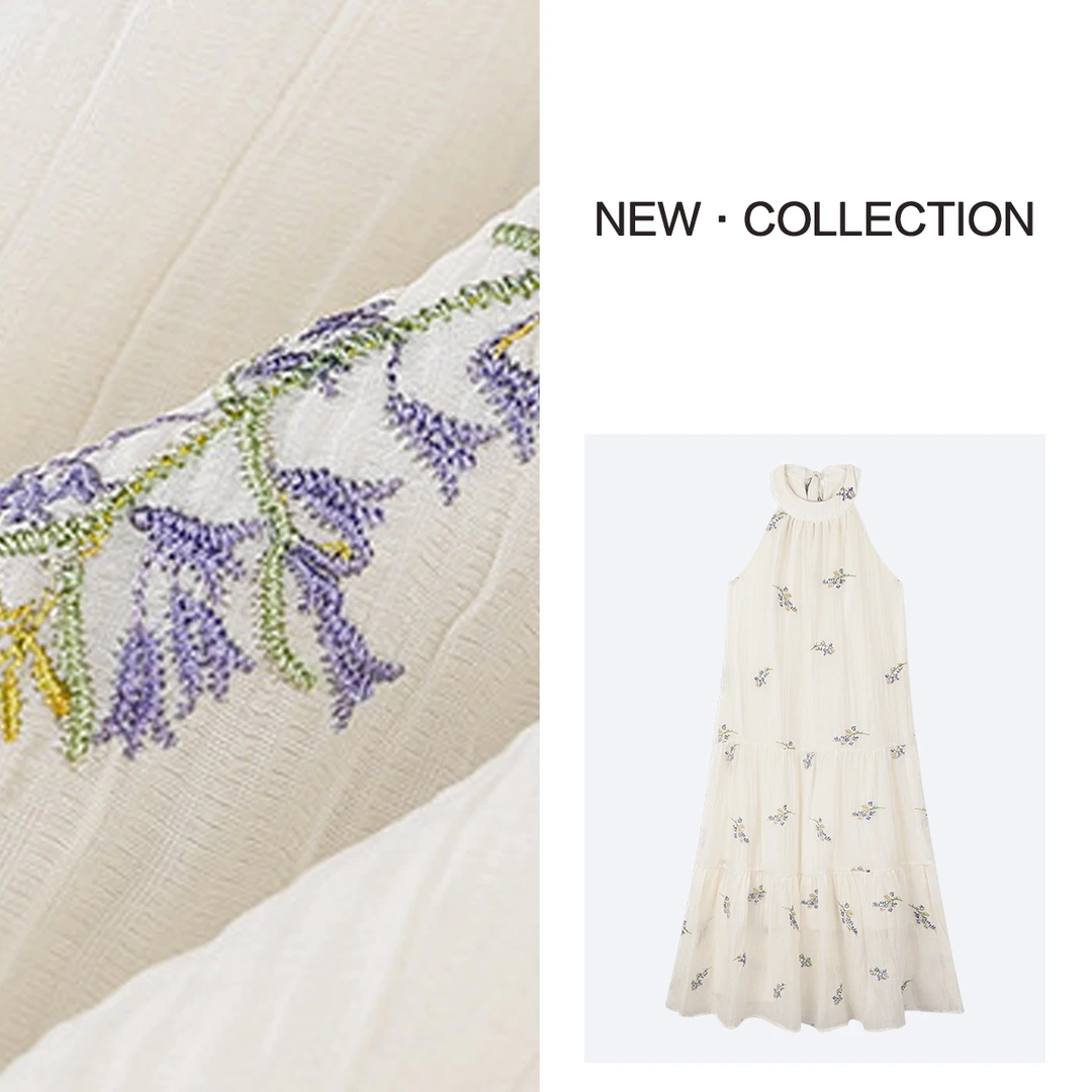 法式吊带挂脖连衣裙女高级感长裙夏季海边度假沙滩裙M4042Q12195