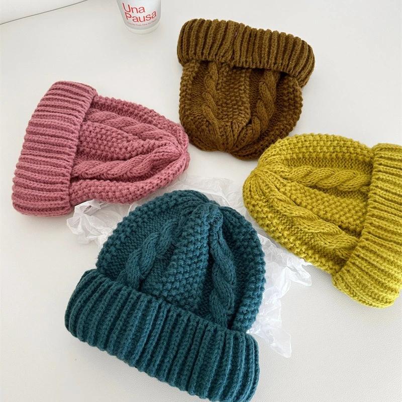 韩国进口代购麻花可爱粗毛线针织帽子女冬防寒保暖毛线帽韩版