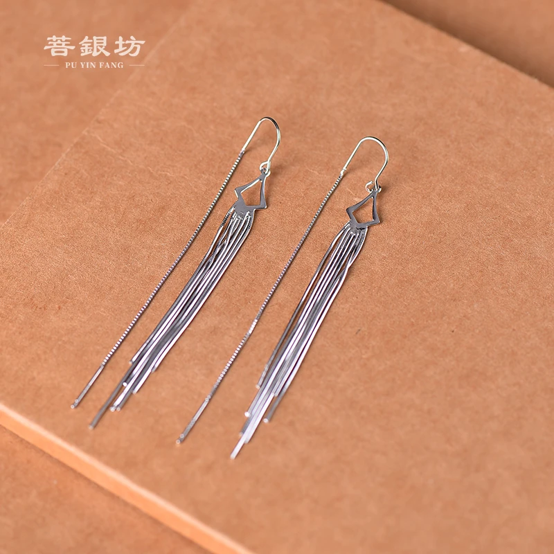 925银耳饰 【菩银坊】防丢流苏耳线 蛇骨流苏耳线