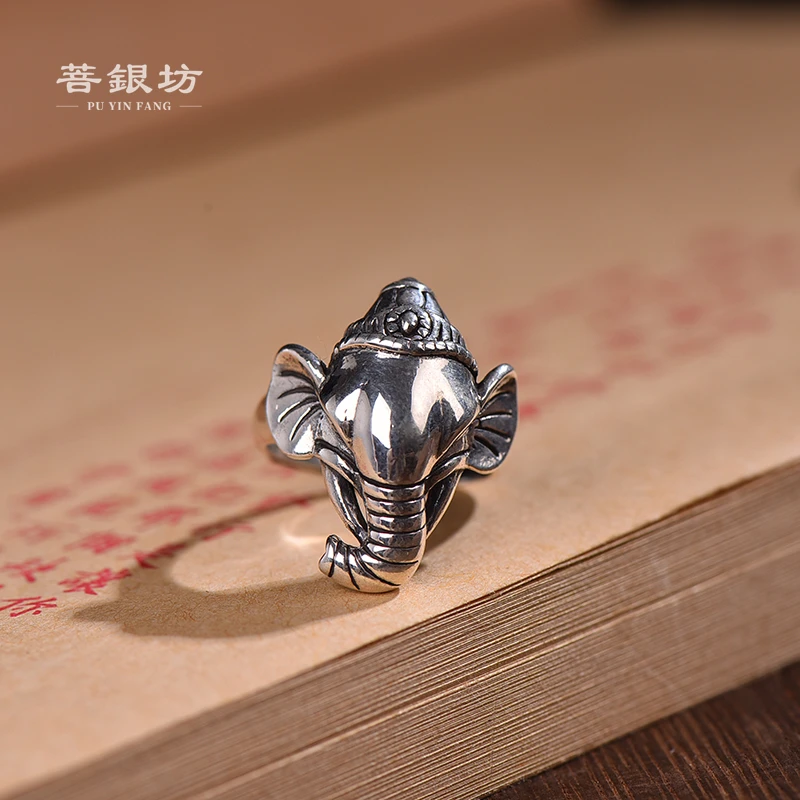 925银戒指 【菩银坊】象神戒指 吉祥如意
