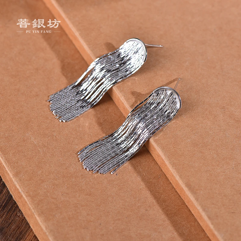 925银耳饰 【菩银坊】925银意大利蛇骨链流苏耳钉