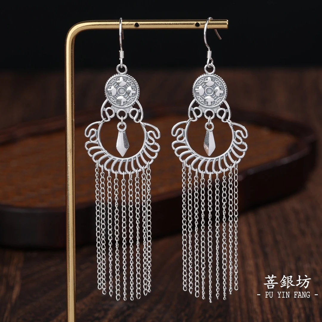 925银耳饰 【菩银坊】波西米亚流苏 耳环  素款 百搭 个性灵动