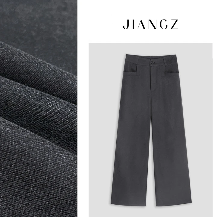 panii【闲步云端】秋冬加厚直筒裤女百搭显瘦呢子休闲裤24KJ4019