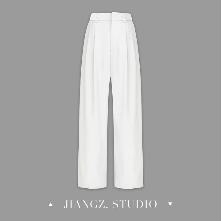 panii[纯白花语]夏新款简约直筒西裤女高腰显瘦垂窄版阔腿24K0050