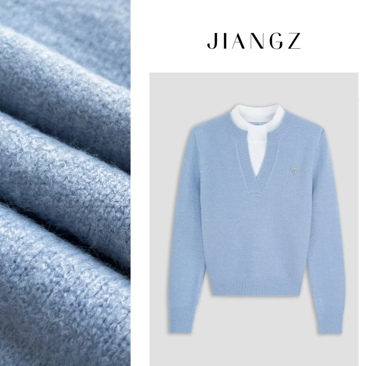 panii【高知气韵】秋冬拼接设计感时尚极简气质假两件毛织24MX4225