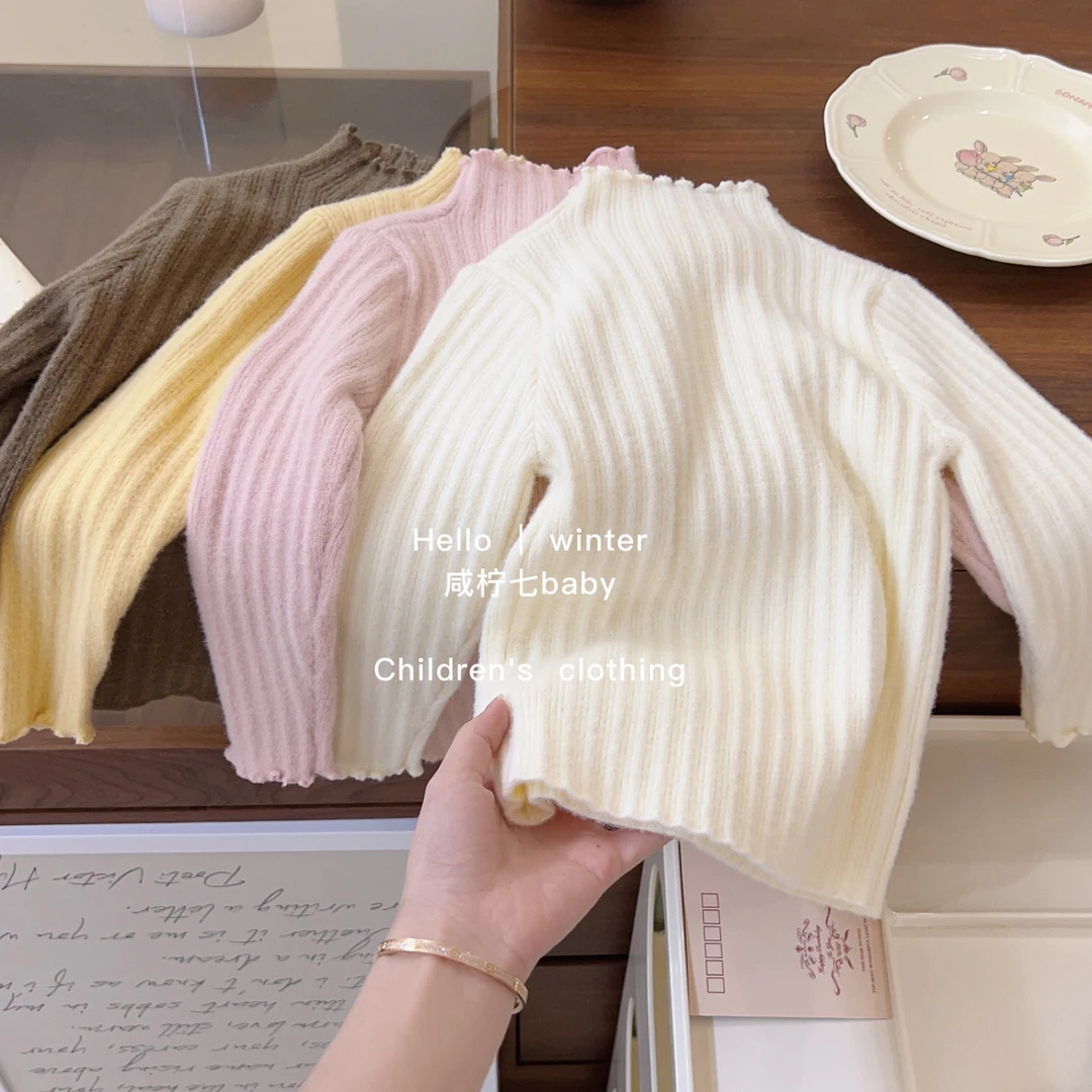 女童毛衣2022新款半高领针织衫宝宝秋冬装上衣百搭保暖儿童打底衫